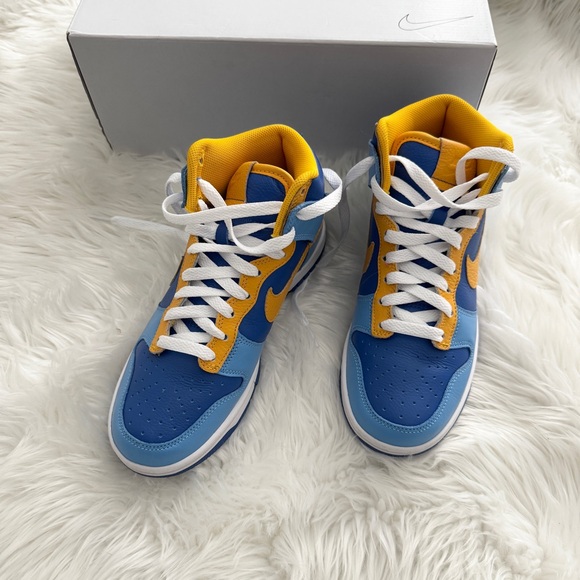 Nike High Tops Dunks Blue Yellow Custom Nike By You - Picture 3 of 4